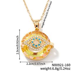 Желтый Латунные ожерелья со стеклянными подвесками от сглаза, с четким кубического циркония, винтажные счастливые ожерелья для ежедневного ношения, золотые, желтые, 15.75 дюйм (40 см)