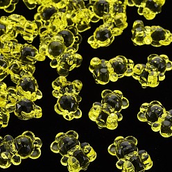 Желтый Прозрачные акриловые подвески, граненые, медведь, желтые, 19.5x13.5x10.5 мм, отверстие : 1.5 мм, Около 400 шт / 500 г