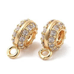 Настоящее золото 18K Дужка из латуни с цирконием, трубные поручители, без кадмия, без никеля и без свинца, плоско-круглые, реальный 18 k позолоченный, 11x4x8 мм, отверстие : 1.5 мм