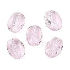 Бледно-Розовый Стекло имитация австрийских хрустальных бусин, овальные, граненые, розовый жемчуг, 8x6.5x3.5 мм, отверстие : 1.2 мм