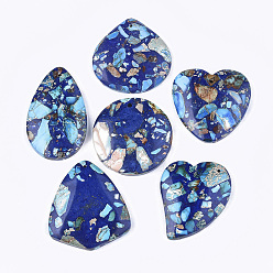 Blue Assembled Synthetic Imperial Jasper and Natural Lapis Lazuli Pendants, Dyed, Mixed Shapes, Blue, 38.5~48x30~40x6.5~7.5mm, Hole: 1.4mm