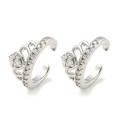 Платина Серьги-манжеты из циркония, для женщин, корона, платина, 13.5x6.7 мм