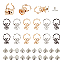 Mixed Color 30 Sets 3 Colors Zinc Alloy Ball Studs Rivets, for Phone Case DIY, DIY Leather Belt, Handbag, Purse Accessories, with Iron Screw and Jump Rings, Mixed Color, 14.5x11x8mm, Hole: 8mm, 10 set/color