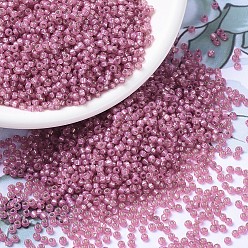 (RR645) Dyed Dark Rose Silverlined Alabaster Миюки круглые бусины рокайль, японский бисер, 11/0, (rr 645) окрашенный в серебристый цвет алебастр темно-розовый, 11/0, 2x1.3 мм, Отверстие : 0.8 мм , около 5500 шт / 50 г