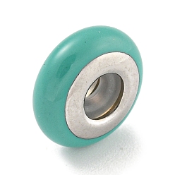 Нержавеющая Сталь Цвет 304 эмаль нержавеющей стали европейские шарики, с резиной внутри, бусины с большим отверстием, рондель, цвет нержавеющей стали, 11.5x5 мм, отверстие : 4.5 мм