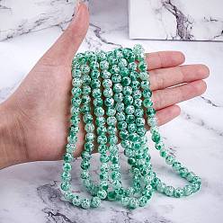 Spring Green 2 Strands Spray Painted Glass Beads Strands, Round, Spring Green, 8.5mm, Hole: 1.5mm, about 105pcs/strand, 31.89 inch(81cm)
