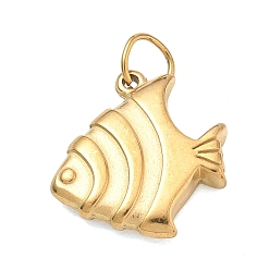Doré  Pendentifs en acier inoxydable, breloques de poissons tropicaux rayés, placage ionique (ip), or, 304mm, Trou: 17.5x17.5x3.5mm
