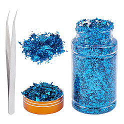 Cornflower Blue Foil Chip Flake, Nail Art Decoration Accessories, Cornflower Blue, Bottle: 87x46mm, 1 bottle