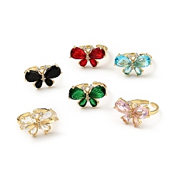 (52) Непрозрачная лаванда Открытое кольцо-манжета с кубическим цирконием и бабочкой, настоящие позолоченные украшения из латуни для женщин, без кадмия и без свинца, разноцветные, размер США 18 5 (1/2 мм)