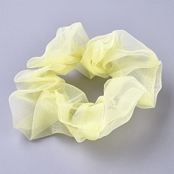 Zitronen-Chiffon Mädchen Haar-Accessoires, scrunchie / scrunchy, elastische Organza-Haargummis, Pferdeschwanzhalter, Zitronen-Chiffon, 1.5~2 mm, Innendurchmesser: 45~55 mm