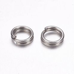 Stainless Steel Color 304 Stainless Steel Split Rings, Double Loops Jump Rings, Stainless Steel Color, 6x1.5mm, 4mm inner diameter