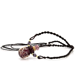 Серо-розавый Ожерелья из флаконов духов лэмпворк с веревками, бутылка, увядшая роза, 22.05~28.35 дюйм (56~72 см), Кулон : 22x17 мм, емкость: 1 мл (0.03 жидких унций)