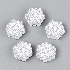 Белый Дым Окрашенные распылением деревянные бусины Schima, печатные бисера, снежинка, серый, 17~18x19~19.5x5.5~6.5 мм, отверстие : 2 мм
