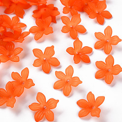 Оранжево-Красный Матовые акриловые колпачки из бисера, 20x21.5x4.5 мм, отверстие : 1.6 мм, Около 1630 шт / 500 г