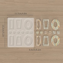 Прозрачный Силиконовые формы, изготовление украшений, формы для литья смолы, для уф-смолы, изготовление ювелирных изделий из эпоксидной смолы, прозрачные, 133x117x5 мм, отверстие : 2 мм, внутренний диаметр: 13.5~47x12~39 мм