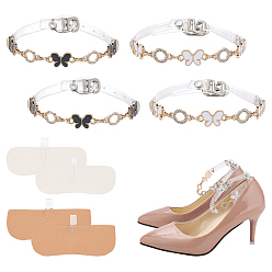 (52) Непрозрачная лаванда 2 сумки 2 цвета цинковый сплав эмаль и смола и хрустальные стразы шнурки для обуви, с ковриком из искусственной кожи, золотые, Бабочка & кольцо, разноцветные, 19x14x3 мм, 1 сумка / цвет