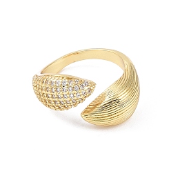 None Brass Cuff Finger Rings, with Cubic Zirconia, None, Inner Diameter: 18.2mm