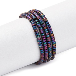 (966) Внутренний цвет Кристалл / Лиловато-лиловый на подкладке Гальванические немагнитных гематит бисер пряди, диск, Heishi бусы, с покрытием цвета радуги, 2~2.5x1 мм, отверстие : 0.6 мм, около 365~370 шт / нитка, 15.47'' (39.3 см)