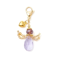 лаванда Ангел стеклянный кулон украшение, подвески из сплава в виде сердца и клешни лобстера для украшений сумок, лаванда, 48.5~49.5 мм