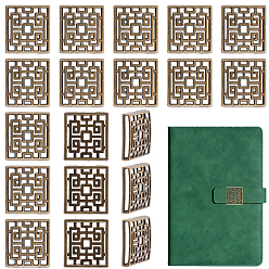 Bronce Antiguo 30 piezas de hebillas de aleación estilo tibetano para cuadernos, rectángulo vacío, Bronce antiguo, 24x26x5.5 mm