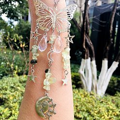 Лодолит Кварц Натуральный лодолит кварц бабочка висит подвеска в виде ловца солнца украшение, подвески с хрустальным шаром в виде солнечной звезды, 230 мм