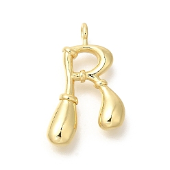 Letter R Стойки обшивки латунные подвески, без кадмия и без свинца, подвески с буквой az~z, Буква R, 23x14.5x4 мм, отверстие, 2 мм