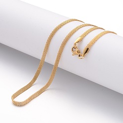 Золотой Ионное покрытие (ip) 304 ожерелье из нержавеющей стали, сетка цепи, с омаром застежками, золотые, 19.69 дюйм (50 см), 3 мм