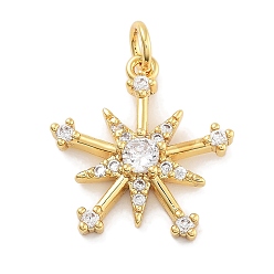 Снежинка Стойка металлическая латунная микропрофилированная кубическая циркония подвески, долговечный, без свинца и без кадмия, снежинка, 18.5x17.5x4 мм, отверстие : 3 мм