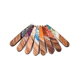 (52) Непрозрачная лаванда Подвески из эпоксидной смолы и орехового дерева, с золотой фольгой и блестками, слеза, разноцветные, 44x7.5x3.5 мм, отверстие : 1.5 мм