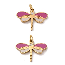 Разноцветный 304 из нержавеющей стали шармы эмали, очарование стрекозы, с целью перехода в кольце, ионное покрытие (ip), реальный 18 k позолоченный, красочный, 11.5x16x1.5 мм, отверстие : 2.5 мм