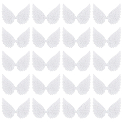 White 20Pcs Cloth & Glitter Powder Iron on Sew on Patches, Appliques, Wings, White, 63x88x1.5mm