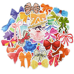 Mixed Color 4 Sets PVC Plastic Decorative Sticker Labels, Bowkont Shape, Mixed Color, 27.5~62x39~70.5x0.2mm, 50pcs/set