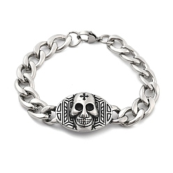 Skull 304 цепи для крепления на панцире из нержавеющей стали, череп, 8-5/8 дюйм (22 см), Кулон : 23x49.5x11 мм