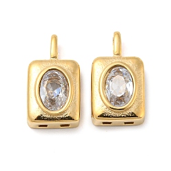 Прозрачный Настоящее 14к позолота 304 подвески из нержавеющей стали, со стеклянными стразами, прямоугольник амулеты, прозрачные, 14.5x7.5x4.5 мм, отверстие : 3x1.5 мм