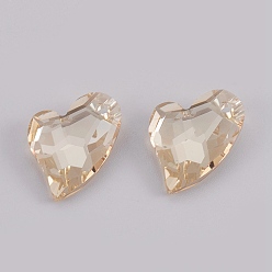 Золотая Тень K 9 подвески из стеклянного горного хрусталя, имитация австрийский хрусталь, граненые, сердце, золотые тени, 17x12x5 мм, отверстие : 1.6 мм