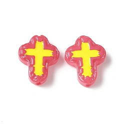 Индийский Красный Бусины из стеклянной эмали, окрашенные методом запекания, бусины ручной работы, крестик, Индийская красная, 14.5x11.5x4 мм, отверстие : 1 мм