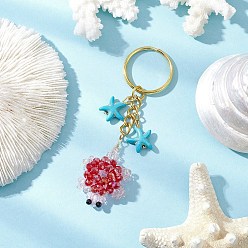 Темно-Красный Стеклянные и синтетические бирюзовые брелки в виде черепахи, темно-красный, 88.5 мм