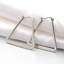 Stainless Steel Color 304 Stainless Steel Angular Hoop Earrings, Stainless Steel Color, 30x26x2mm, Pin: 1x0.6mm