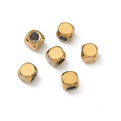 Настоящее золото 18K 304 из нержавеющей стали бусы, кубические, ионное покрытие (ip), долговечный, стойки покрытие, реальный 18 k позолоченный, 4x4x4 мм, отверстие : 1.5 мм