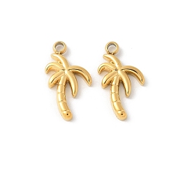 Настоящее золото 18K 304 прелести нержавеющей стали, очарование кокосового дерева, ионное покрытие (ip), реальный 18 k позолоченный, 11.5x6x1.5 мм, отверстие : 1.2 мм