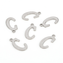 Letter C Не тускнеющие 201 подвески из нержавеющей стали, лазерная резка, буквы, цвет нержавеющей стали, letter.c: 16x8x1.2 мм, отверстие : 1 мм