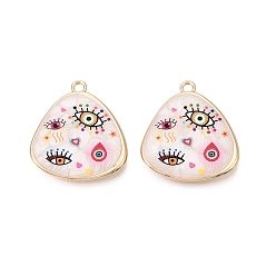 Разноцветный Печатные эмали подвески сплава, треугольник, сглаз и каплевидные амулеты, стойки покрытие, без кадмия и без свинца и без никеля, золотые, красочный, 30.5x27.5x3 мм, отверстие : 2.3 мм