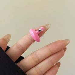 Pink Регулируемые эмалированные кольца для манжеты из сплава, утка, широкая полоса кольца, золотые, розовые, внутренний диаметр: 15~20 мм