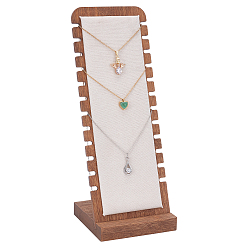 Белый Подставки для демонстрации ювелирных изделий с подвеской в форме L из бамбука, органайзер для ожерелий с бархатным ковриком, прямоугольные, белые, 9.7x10x26.4 см