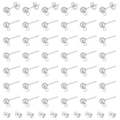 Нержавеющая Сталь Цвет 100шт. 304 фурнитура для сережек-гвоздиков с шариковым штифтом из нержавеющей стали, с петлей и 316 хирургическим стержнем из нержавеющей стали, 100 шт. 304 гайки ушные из нержавеющей стали, цвет нержавеющей стали, 6~16x4.5~8x3~5 мм, отверстие : 0.8~1.8 мм, штифты : 0.8 мм