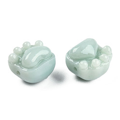 Medium Aquamarine Opaque Resin Beads, Imitation Jade, Cat Claw, Medium Aquamarine, 14x15x13mm, Hole: 1.8mm
