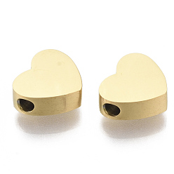 Golden 304 Stainless Steel Beads, Heart, Golden, 7x8x3mm, Hole: 2mm