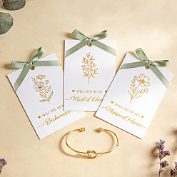 Light Gold 12Pcs Knot Iron Torque Bangles for Women, with 12 Sheets Paper Bridesmaid Cards, Light Gold, Inner Diameter: 2-1/2x2 inch(6.5x5.15cm)