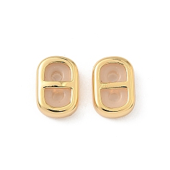 Настоящее золото 18K Латунные силиконовые слайд-шармы, стойки покрытие, без никеля , овальные, реальный 18 k позолоченный, 11x7.5x3.5 мм, отверстие : 2 мм