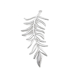 Платина Латунные подвески, без кадмия, без никеля и без свинца, лист, платина, 41x17.5x2 мм, отверстие : 1 мм